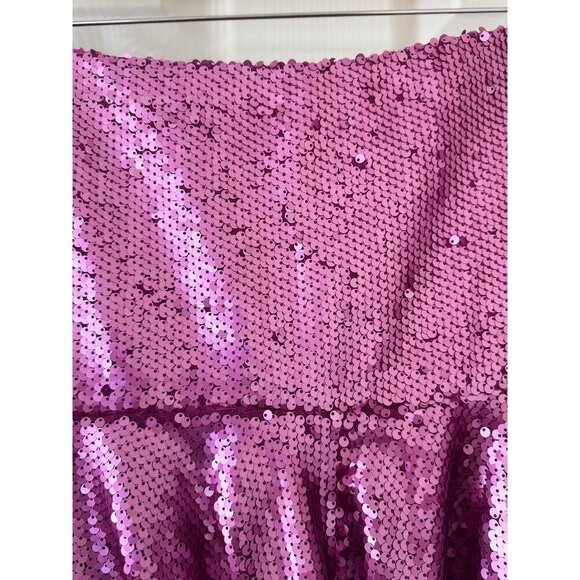 Hemline Hausen Pink Sequin Mini Skirt Flared Womens S NWT Festival Boho Outfit - Picture 12 of 15